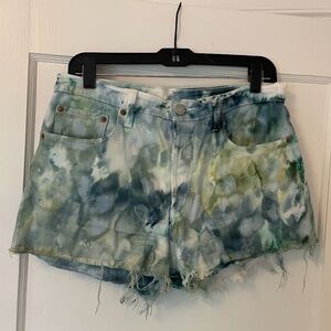 Women's Levi's 501 Blue/Green Dyed "Cut Off" Shorts, size 29
